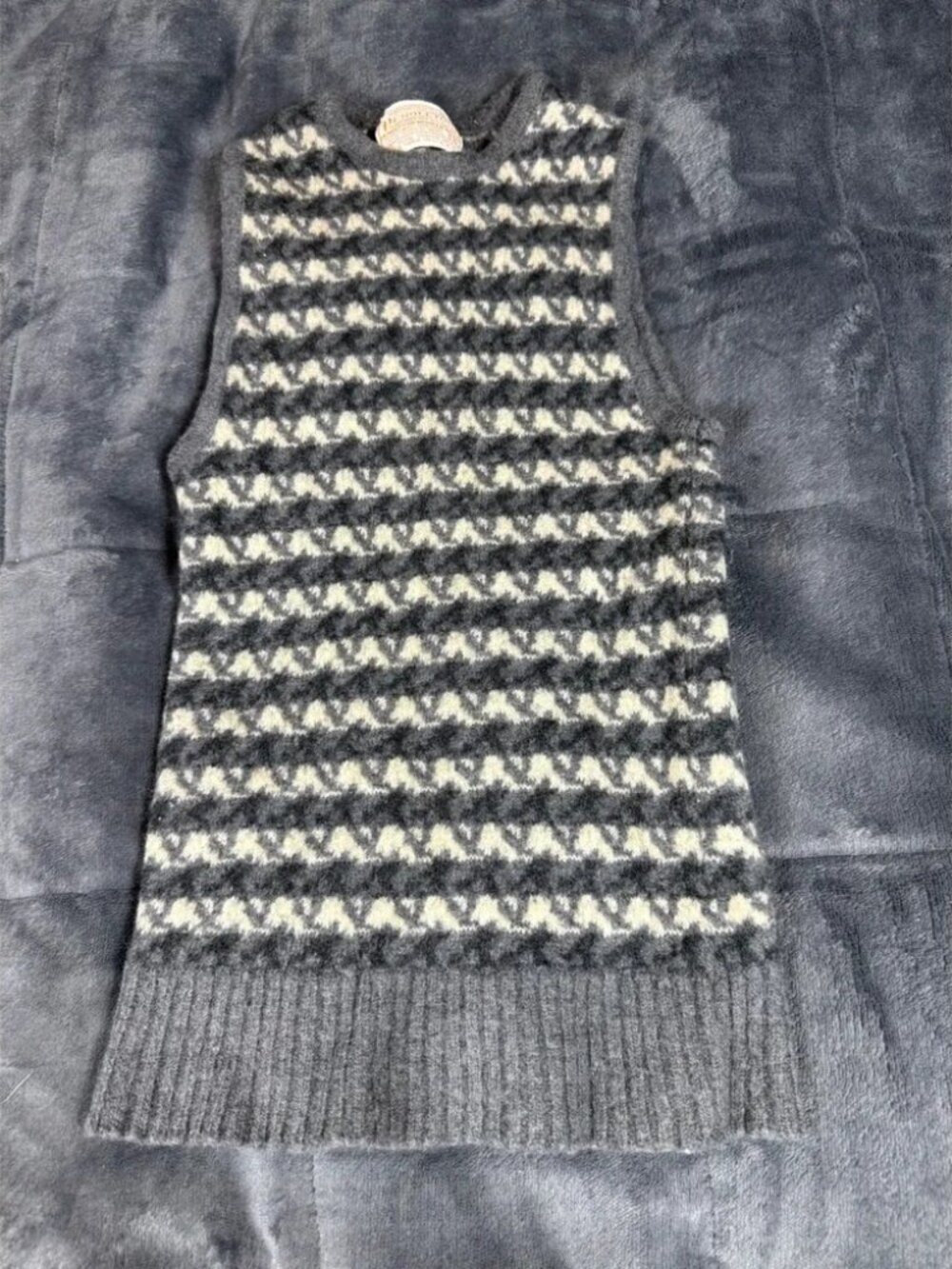 Pendleton Wool Vest Sweater Women's Small Gray‎ Cream Patterned Sleeveless